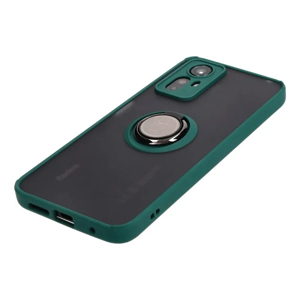 Wholesale Bizon Case Hybrid Ring Xiaomi Redmi Note 12S smoky with a dark green frame - BIZ2332 - {ean13} - Hurt
