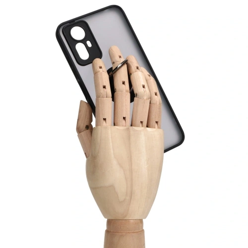 Etui z uchwytem na palec Bizon Case Hybrid Ring do Xiaomi Redmi Note 12S przydymione z czarną ramką