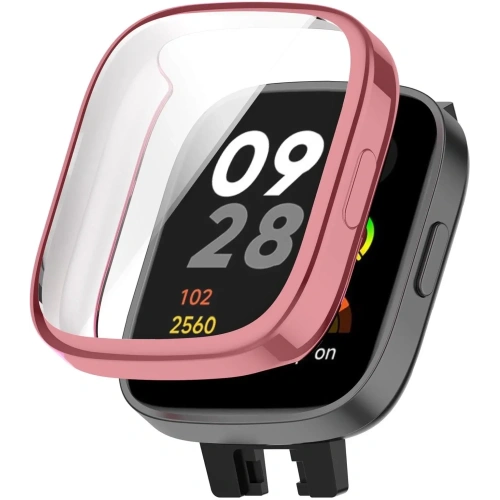 Etui z osłoną ekranu Bizon Case Watch Felipe do Xiaomi Redmi Watch 3 różowe