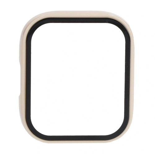 Etui Bizon Case+Glass Set do Xiaomi Redmi Watch 3 beżowe
