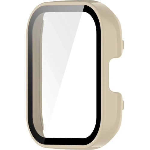 Etui Bizon Case+Glass Set do Xiaomi Redmi Watch 3 beżowe