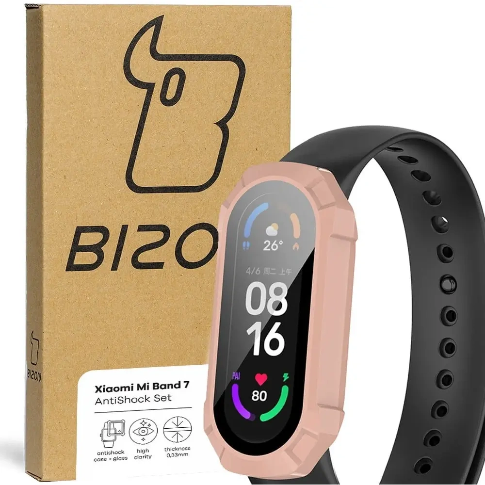 Hurtownia GSM - Bizon Case AntiShock Set Xiaomi Mi Band 7 roz deschis - BIZ2367 - {ean13} - Hurt