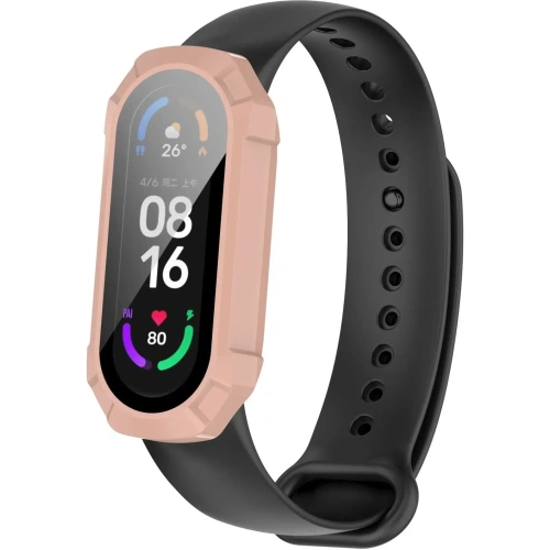 Etui ze szkłem Bizon Case AntiShock Set Xiaomi Mi Band 7 jasnoróżowe