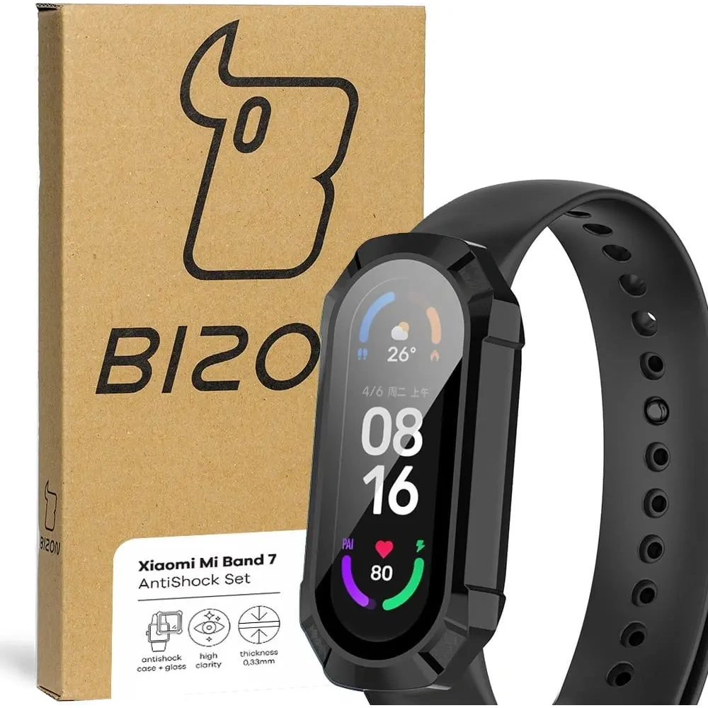 Hurtownia GSM - Set de protecție AntiShock Bizon Xiaomi Mi Band 7 negru - BIZ2369 - {ean13} - Hurt