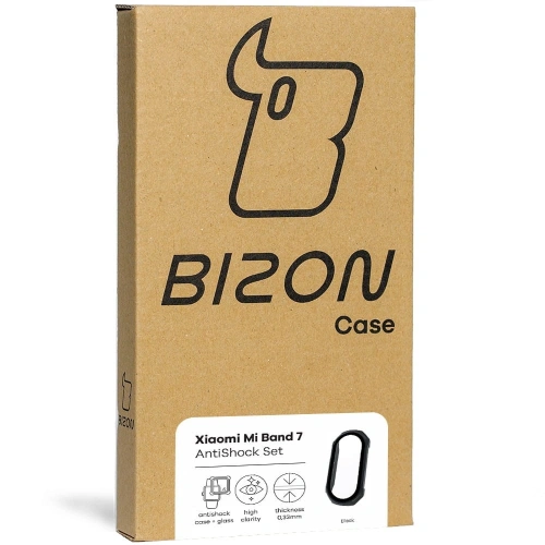 Etui ze szkłem Bizon Case AntiShock Set Xiaomi Mi Band 7 czarne