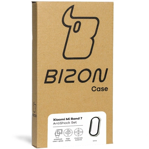 Etui ze szkłem Bizon Case AntiShock Set Xiaomi Mi Band 7 białe