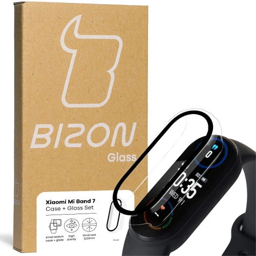 Etui ze szkłem Bizon Case Case + Glass Set Xiaomi Mi Band 7 przezroczyste