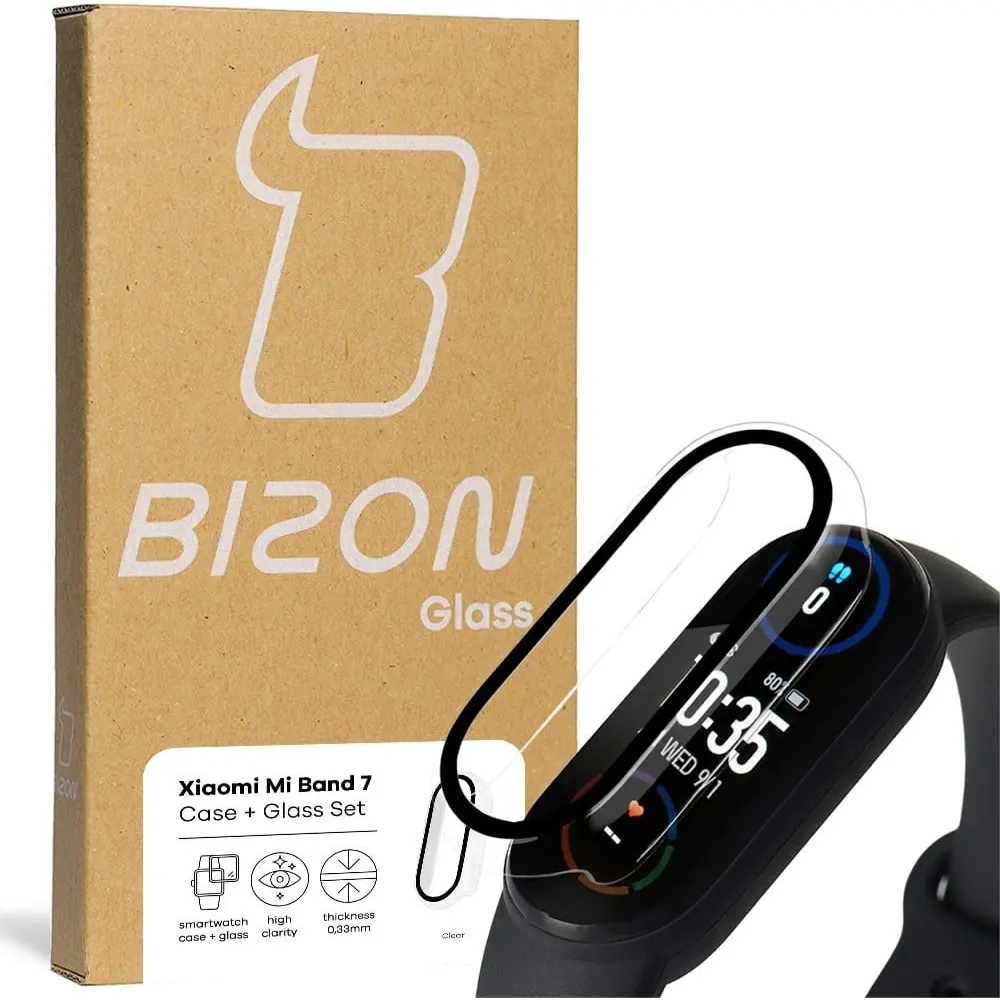 Hurtownia GSM - Bizon Caz Caz + Set de Sticlă Xiaomi Mi Band 7 clar - BIZ2372 - {ean13} - Hurt