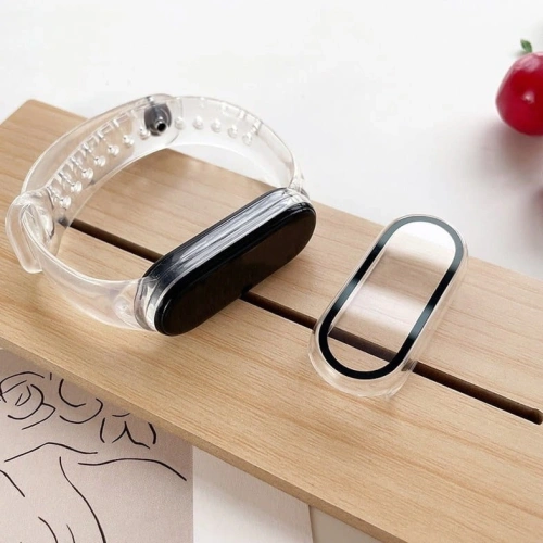 Etui ze szkłem Bizon Case Case + Glass Set Xiaomi Mi Band 7 przezroczyste
