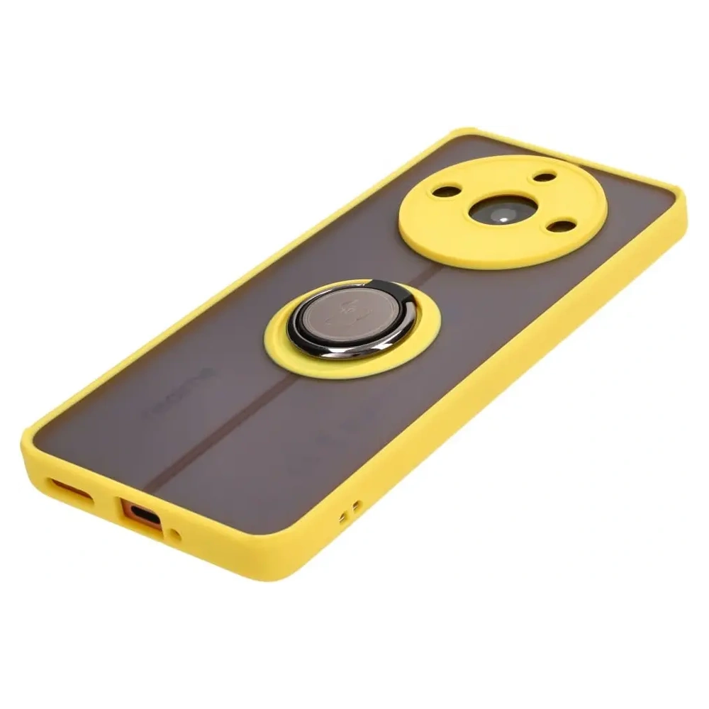 Hurtownia GSM - Etui z uchwytem na palec Bizon Case Hybrid Ring do Realme 11 Pro / 11 Pro+ przydymione z żółtą ramką - BIZ2389 - {ean13} - Hurt