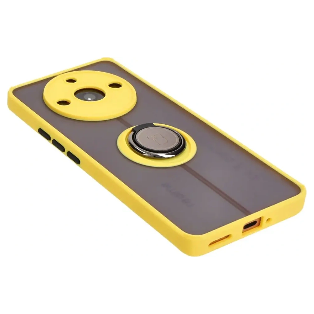Hurtownia GSM - Etui z uchwytem na palec Bizon Case Hybrid Ring do Realme 11 Pro / 11 Pro+ przydymione z żółtą ramką - BIZ2389 - {ean13} - Hurt