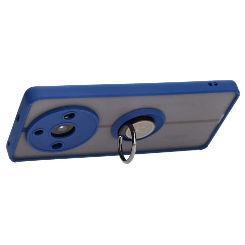 Etui z uchwytem na palec Bizon Case Hybrid Ring do Realme 11 Pro / 11 Pro+ przydymione z granatową ramką