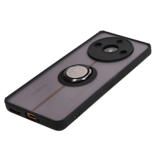 Etui z uchwytem na palec Bizon Case Hybrid Ring do Realme 11 Pro / 11 Pro+ przydymione z czarną ramką