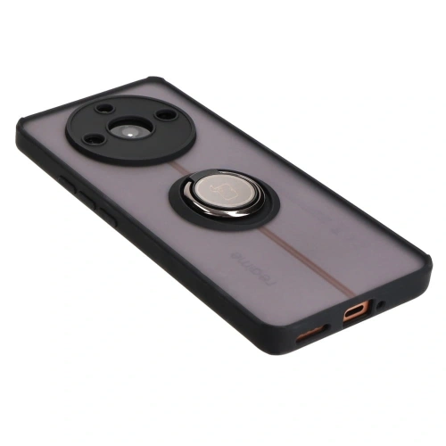 Etui z uchwytem na palec Bizon Case Hybrid Ring do Realme 11 Pro / 11 Pro+ przydymione z czarną ramką
