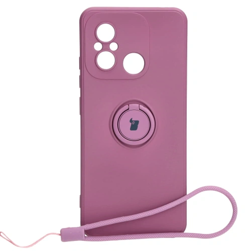 Etui Bizon Case Silicone Ring Sq do Xiaomi Redmi 12C ciemnofioletowe