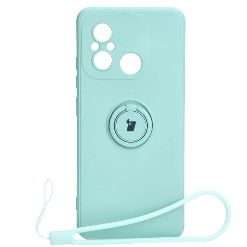 Etui Bizon Case Silicone Ring Sq do Xiaomi Redmi 12C turkusowe