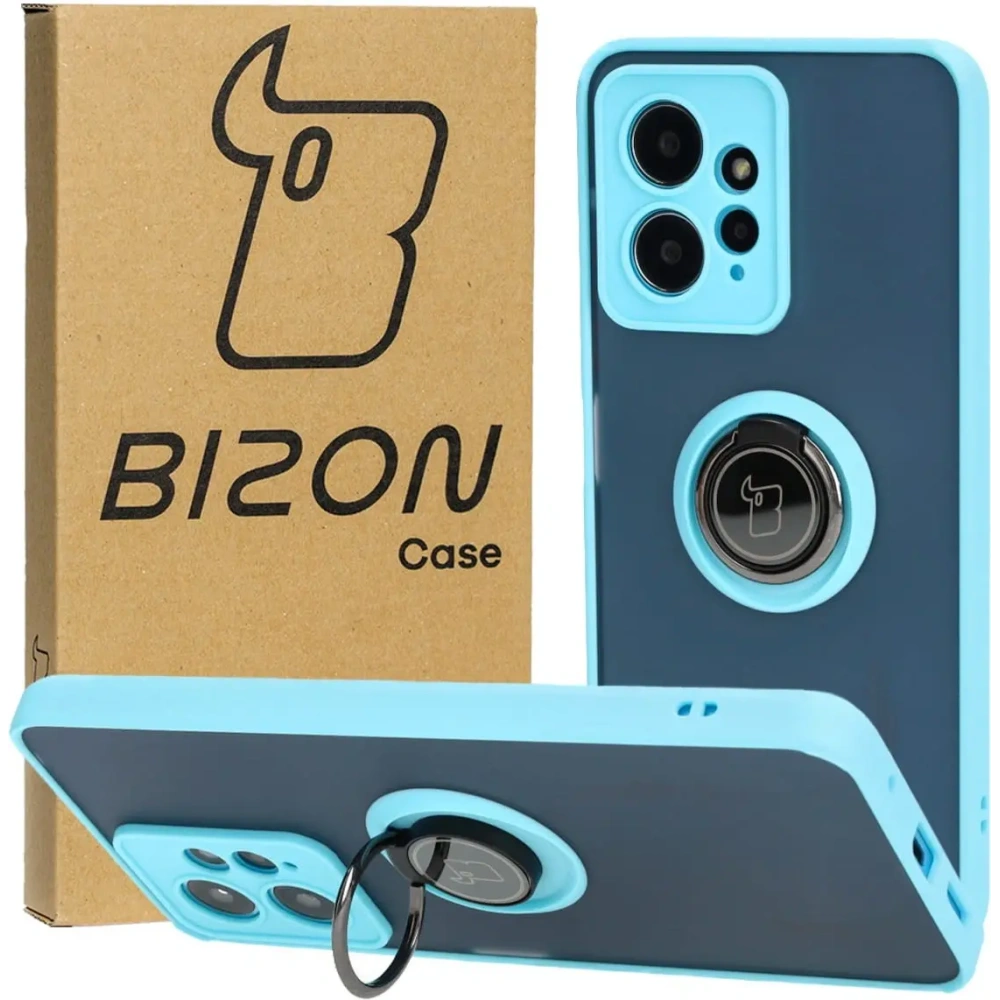 Hurtownia GSM - Bizon Case Hybrid Gyűrű Xiaomi Redmi Note 12 4G füstös, világoskék kerettel - BIZ2422 - {ean13} - Hurt