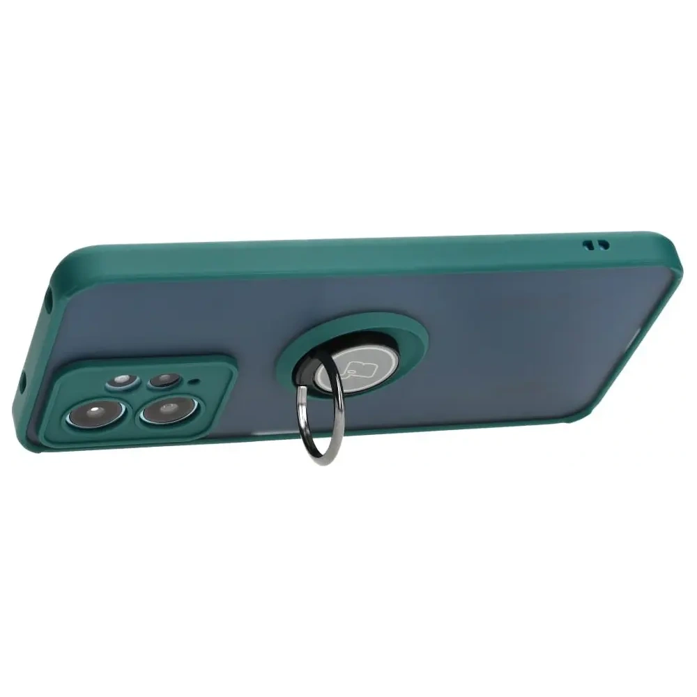 Wholesale Bizon Case Hybrid Ring Xiaomi Redmi Note 12 4G smoky with a dark green frame - BIZ2423 - {ean13} - Hurt