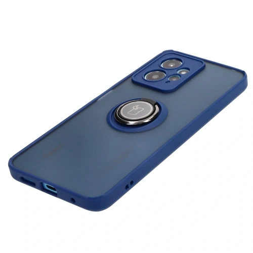 Etui z uchwytem na palec Bizon Case Hybrid Ring do Xiaomi Redmi Note 12 4G przydymione z granatową ramką