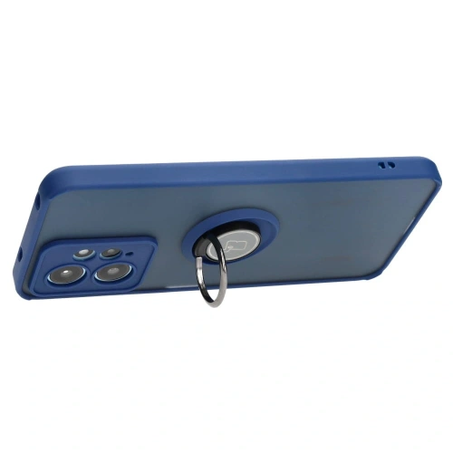 Etui z uchwytem na palec Bizon Case Hybrid Ring do Xiaomi Redmi Note 12 4G przydymione z granatową ramką