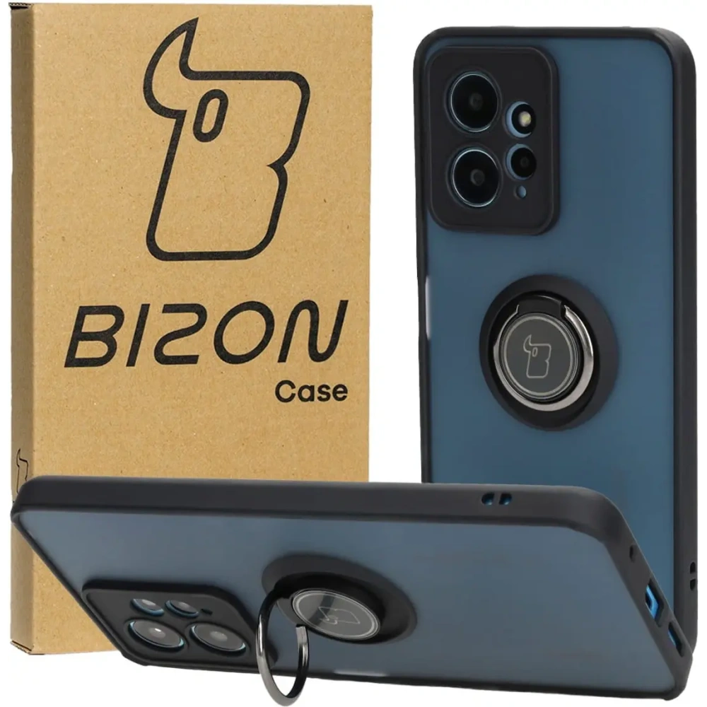 Hurtownia GSM - Bizon Case Hybrid Ring Xiaomi Redmi Note 12 4G füstös fekete kerettel - BIZ2425 - {ean13} - Hurt