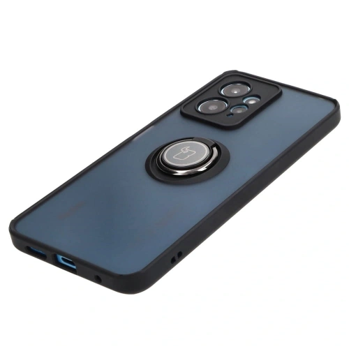 Etui z uchwytem na palec Bizon Case Hybrid Ring do Xiaomi Redmi Note 12 4G przydymione z czarną ramką