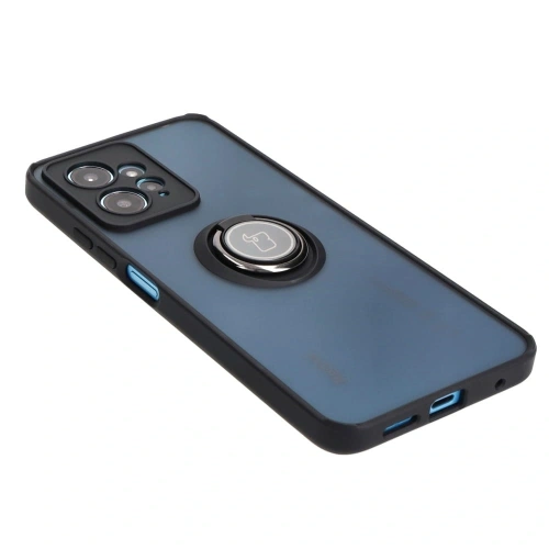 Etui z uchwytem na palec Bizon Case Hybrid Ring do Xiaomi Redmi Note 12 4G przydymione z czarną ramką