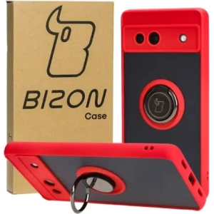 Wholesale Bizon Case Hybrid Ring Google Pixel 7A smoky with a red frame - BIZ2433 - {ean13} - Hurt