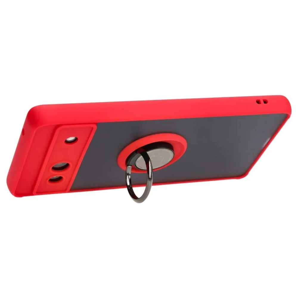 Wholesale Bizon Case Hybrid Ring Google Pixel 7A smoky with a red frame - BIZ2433 - {ean13} - Hurt