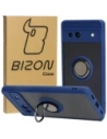 Bizon Case Hybrid Ring Google Pixel 7A rauchig mit einem marineblauen Rahmen