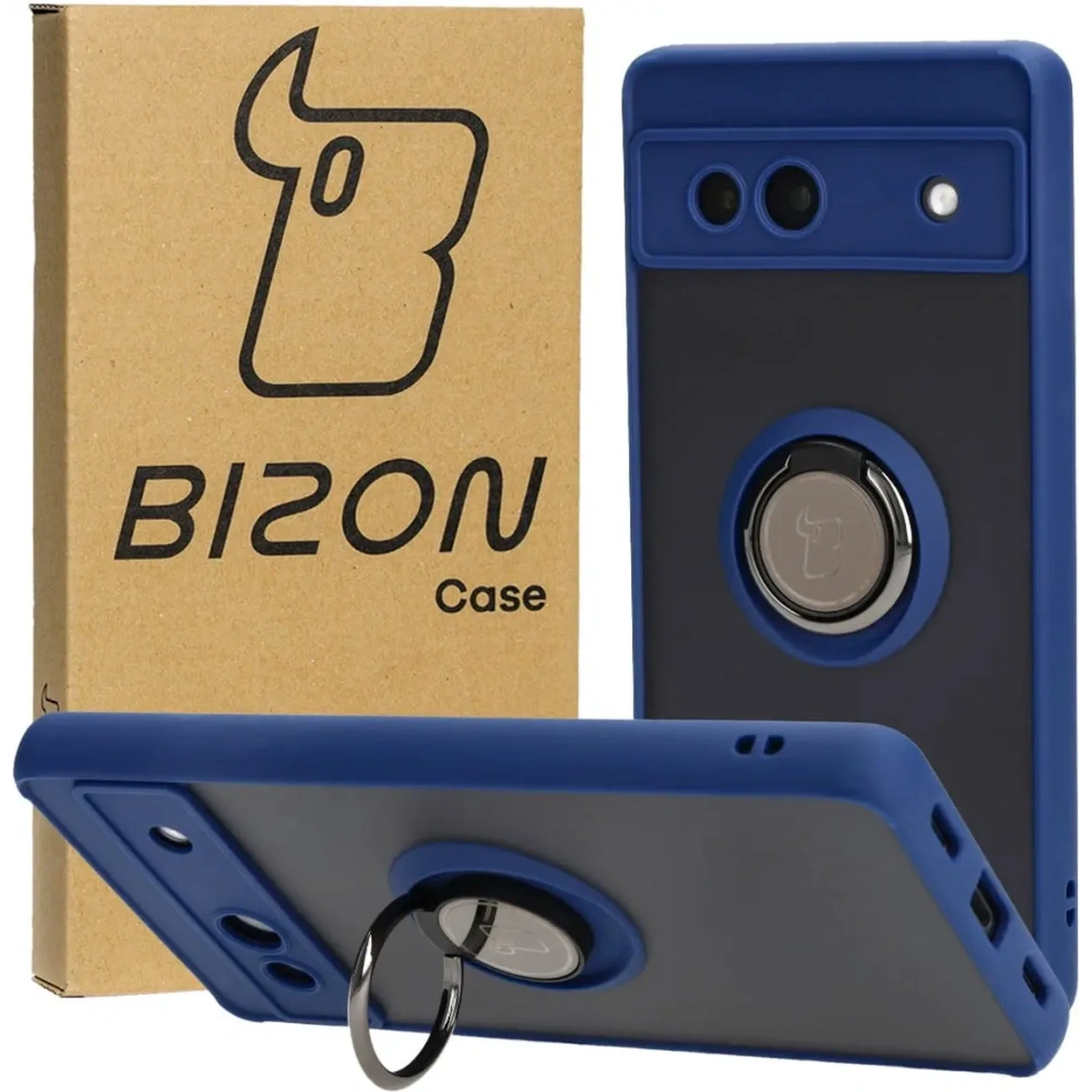 Wholesale Bizon Case Hybrid Ring Google Pixel 7A smoky with a navy blue frame - BIZ2434 - {ean13} - Hurt