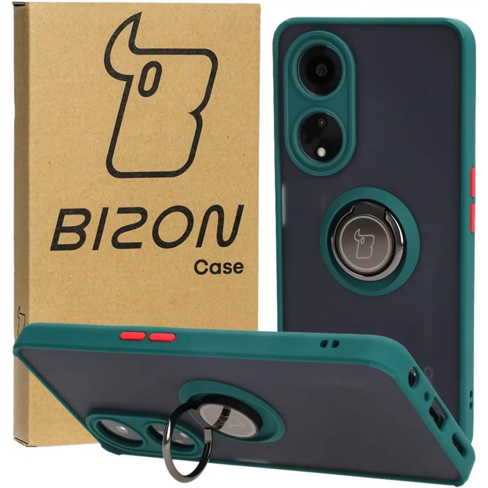 Wholesale Bizon Case Hybrid Ring Oppo A98 5G smoky with a dark green frame - BIZ2443 - {ean13} - Hurt