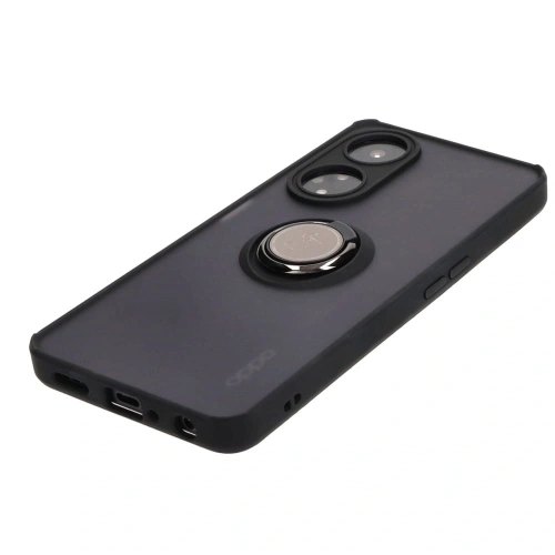 Etui z uchwytem na palec Bizon Case Hybrid Ring do Oppo A98 5G przydymione z czarną ramką