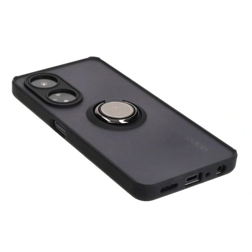 Etui z uchwytem na palec Bizon Case Hybrid Ring do Oppo A98 5G przydymione z czarną ramką