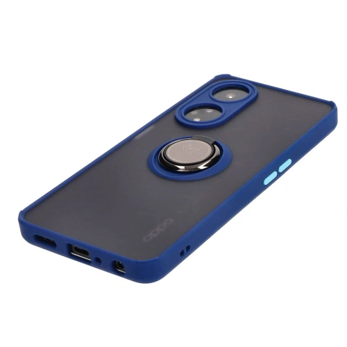 Etui z uchwytem na palec Bizon Case Hybrid Ring do Oppo A98 5G przydymione z granatową ramką