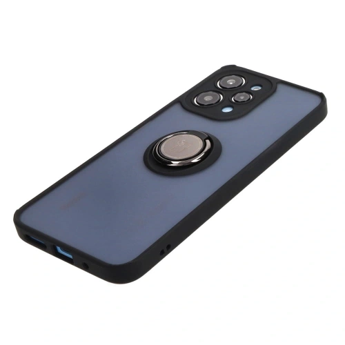 Etui z uchwytem na palec Bizon Case Hybrid Ring do Xiaomi Redmi 12 przydymione z czarną ramką