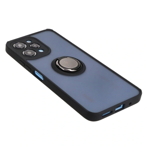 Etui z uchwytem na palec Bizon Case Hybrid Ring do Xiaomi Redmi 12 przydymione z czarną ramką