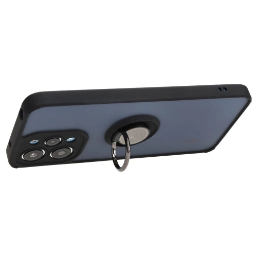 Etui z uchwytem na palec Bizon Case Hybrid Ring do Xiaomi Redmi 12 przydymione z czarną ramką