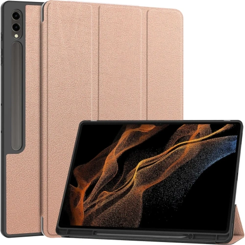 Etui Bizon Case Tab Lizard do Samsung Galaxy Tab S10 Ultra / S9 Ultra różowozłote