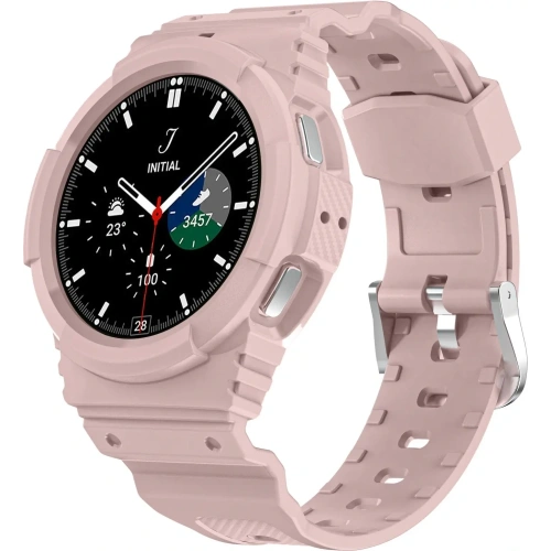 Etui z paskiem Bizon Strap + Case Watch Action do Samsung Galaxy Watch 4 / 5 44 mm jasnoróżowe
