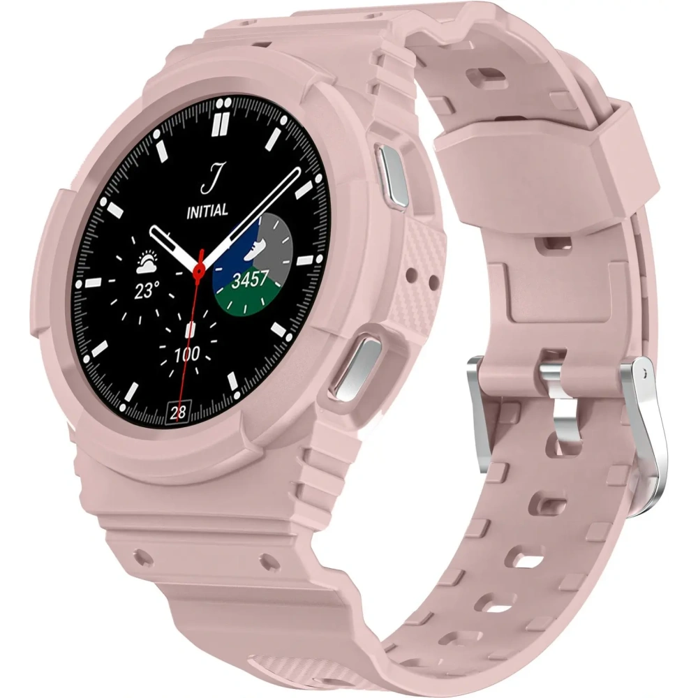 Hurtownia GSM - Etui z paskiem Bizon Strap + Case Watch Action do Samsung Galaxy Watch 4 / 5 44 mm jasnoróżowe - BIZ2461 - {ean13} - Hurt