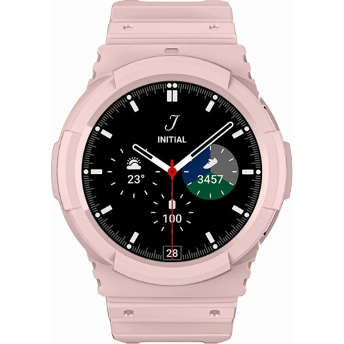 Etui z paskiem Bizon Strap + Case Watch Action do Samsung Galaxy Watch 4 / 5 44 mm jasnoróżowe