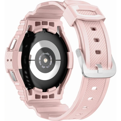 Etui z paskiem Bizon Strap + Case Watch Action do Samsung Galaxy Watch 4 / 5 44 mm jasnoróżowe