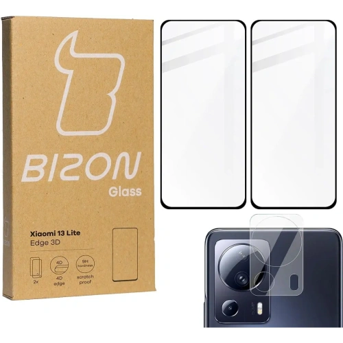 2x Szkło na ekran + szkło na aparat BIZON Edge 3D do Xiaomi 13 Lite