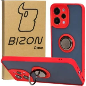 Hurtownia GSM - Etui s úchopem na prst Bizon Case Hybrid Ring pro Xiaomi Redmi 12 kouřové s červeným rámečkem - BIZ2465 - {ean13} - Hurt