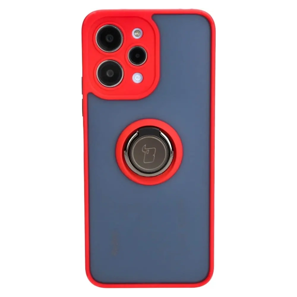 Hurtownia GSM - Etui s úchopem na prst Bizon Case Hybrid Ring pro Xiaomi Redmi 12 kouřové s červeným rámečkem - BIZ2465 - {ean13} - Hurt