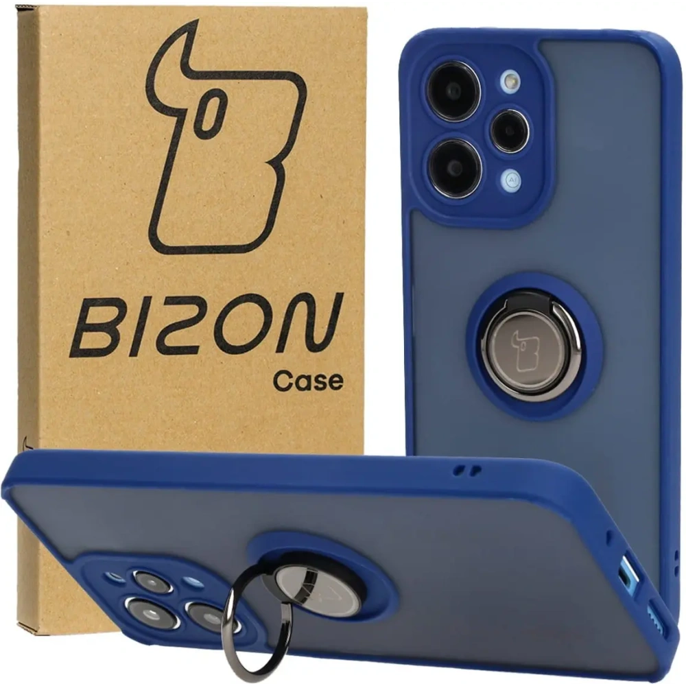 Hurtownia GSM - Bizon Case Hybrid Ring Xiaomi Redmi 12 rauchig mit einem marineblauen Rahmen - BIZ2466 - {ean13} - Hurt