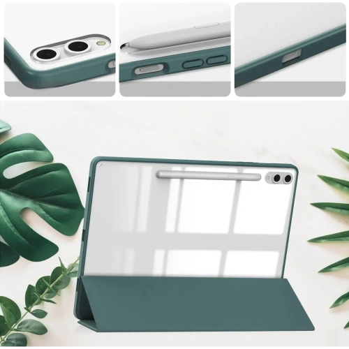 Etui Bizon Case Tab Clear Matt do Samsung Galaxy Tab S10 Plus / S9 Plus ciemnozielone