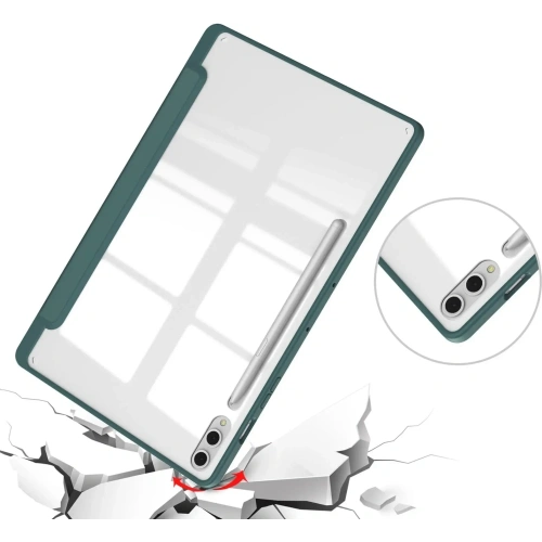 Etui Bizon Case Tab Clear Matt do Samsung Galaxy Tab S10 Plus / S9 Plus ciemnozielone