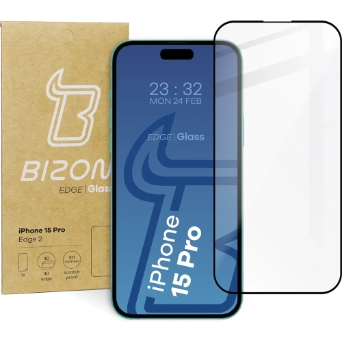 Szkło hartowane Bizon Glass Edge 2 do Apple iPhone 15 Pro czarne